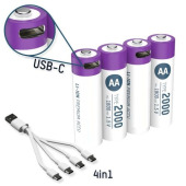 Wiederaufladbare Li-Ion-AA-Batterien über USB auf USB-C 127554